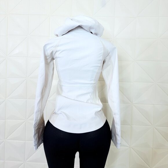 Lululemon Women's White Black Cross Chill Full-Zip Sports Performance Jacket 4 - Picture 5 of 10